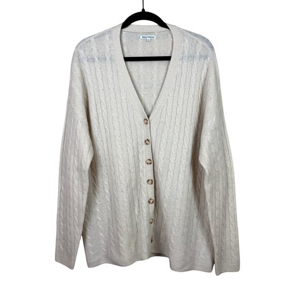 Reformation Giusta Cream 100% Cashmere Oversized Cable Knit Cardigan Sweater XS - Picture 1 of 7